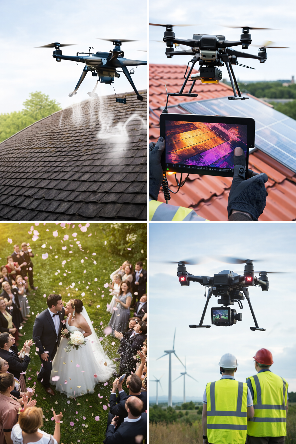 Drone nettoyage toiture